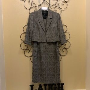 Kasper Sheath, Sleeveless Black Tweed Dress with Matching Jacket with 3/4 sleeve